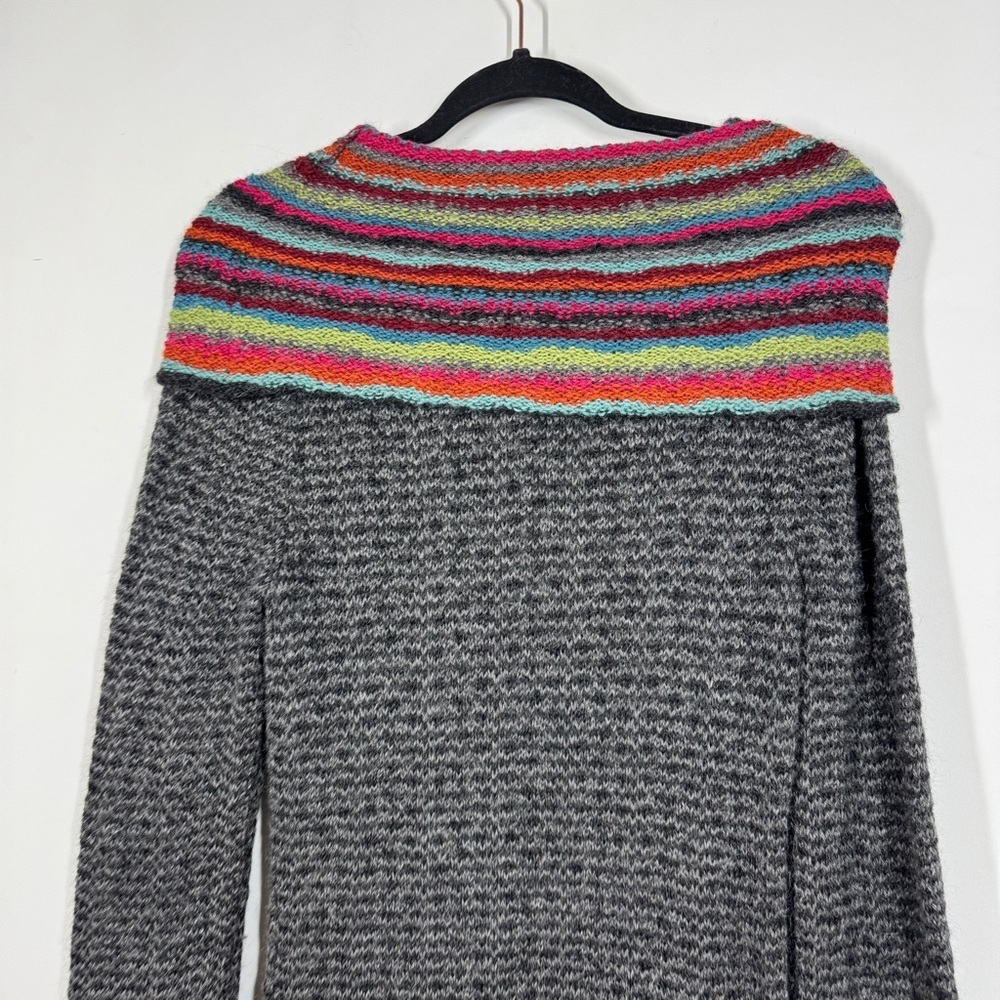 Indigenous One World 100% Alpaca Grey Handmade  Sweater Tunic Top Size M - Picture 8 of 12